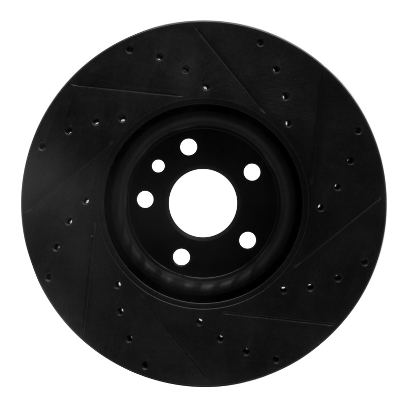 Volvo XC60 Brake Rotor (1) - Front Left - R1 Concepts - Drilled & Slotted - Black - `16-`17